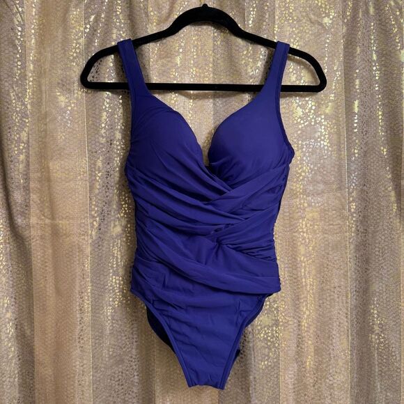 Miraclesuit Purple Mulberry Tummy Control One Piece Swimsuit Size 10 - Picture 1 of 7